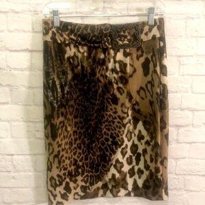 Svetlana Leopard Woman Skirt bronze buckle  Size 6